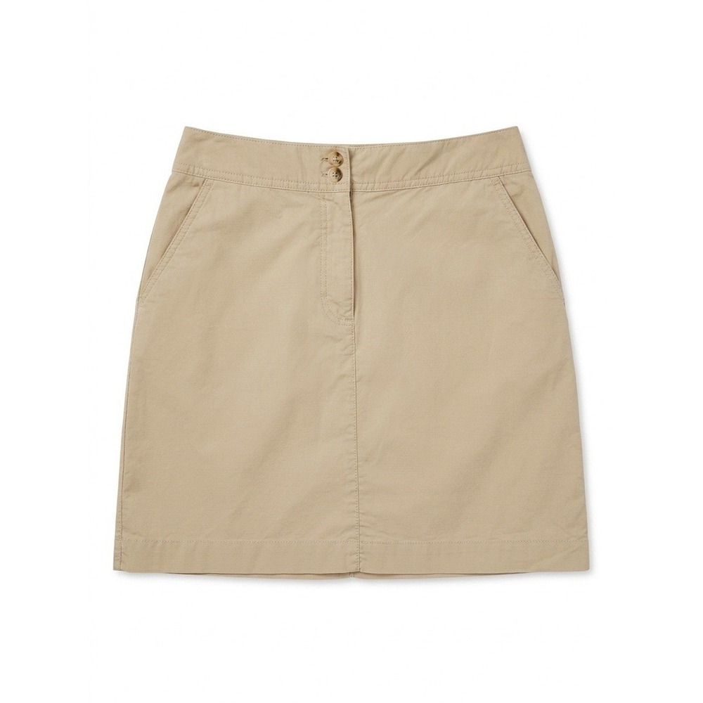 NWT LL Bean Womens Skirt Size 12 Reg Cement Washed Ripstop Cotton Khaki Tan